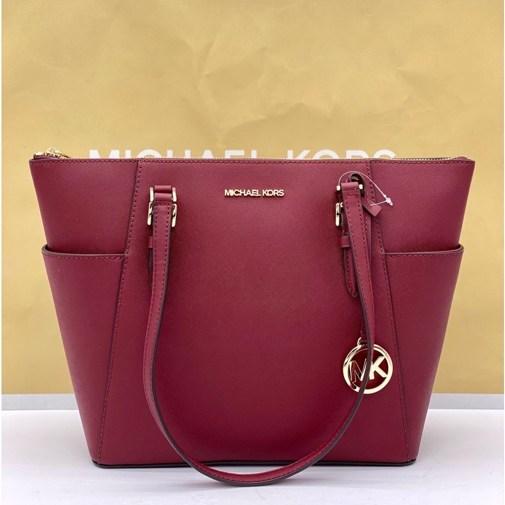 Michael Kors Large Charlotte Tote Shoulder Bag Dark Cherry - Picture 9 of 11